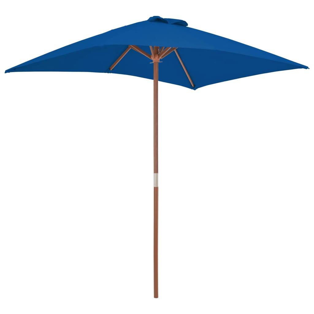Helloshop26 - Parasol d'extérieur avec mât en bois 150 x 200 cm bleu - Image 2