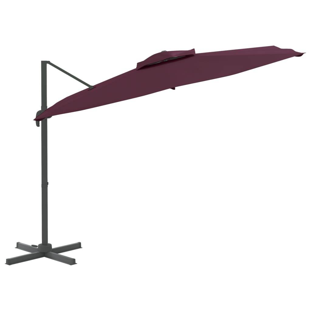 Helloshop26 - Parasol meuble de jardin cantilever à double toit 400 x 300 cm bordeaux rouge - Image 2
