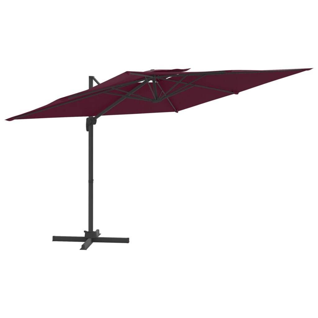 Helloshop26 - Parasol meuble de jardin cantilever à double toit 400 x 300 cm bordeaux rouge - Image 1