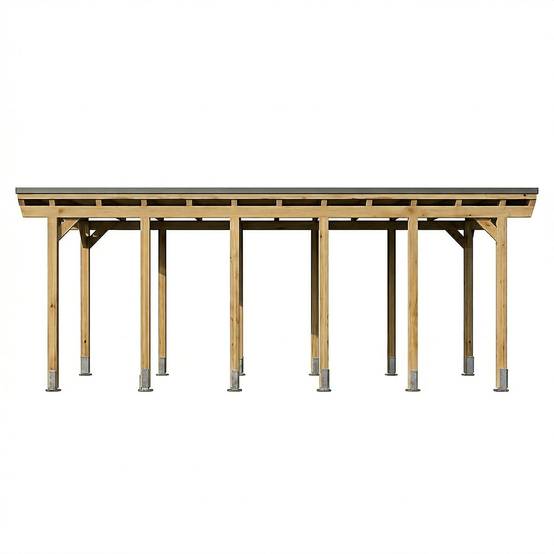 Direct Abris - Carport CASTELLANE en Bois Traité Autoclave - 1 Voiture - 373x860 cm - Support Ancrage Inclus - Revêtement en feutre bitumeux - Image 4