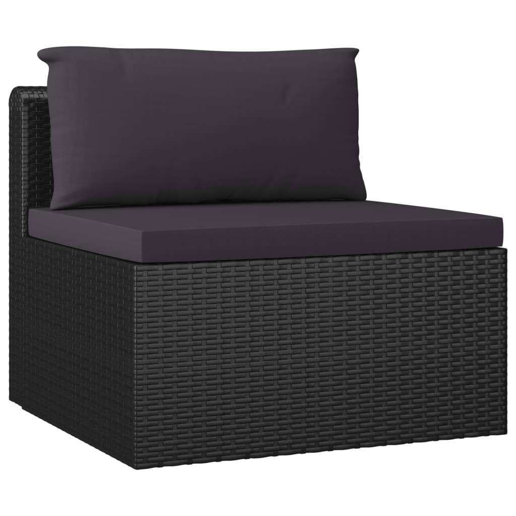 Helloshop26 - Salon de jardin meuble d'extérieur ensemble de mobilier 7 pièces avec coussins résine tressée noir - Image 3
