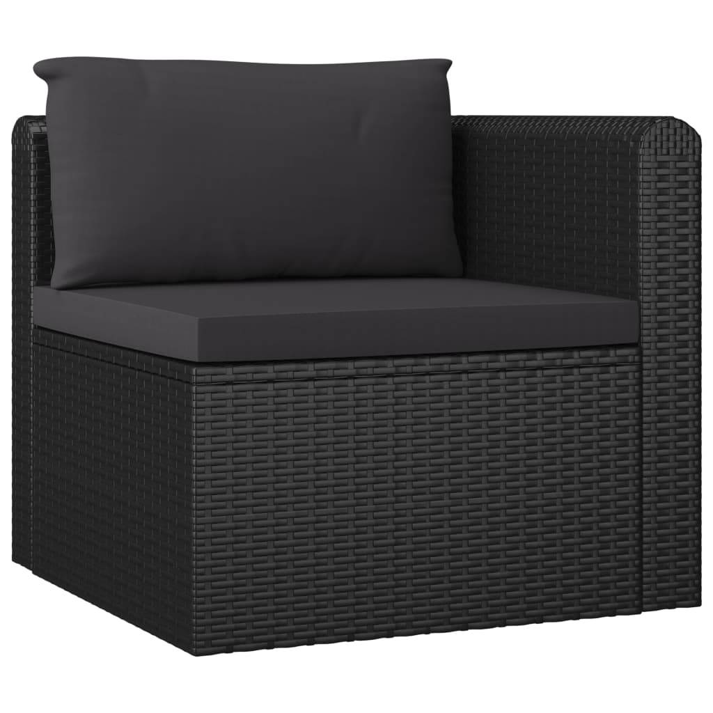 Helloshop26 - Salon de jardin meuble d'extérieur ensemble de mobilier 7 pièces avec coussins résine tressée noir - Image 4