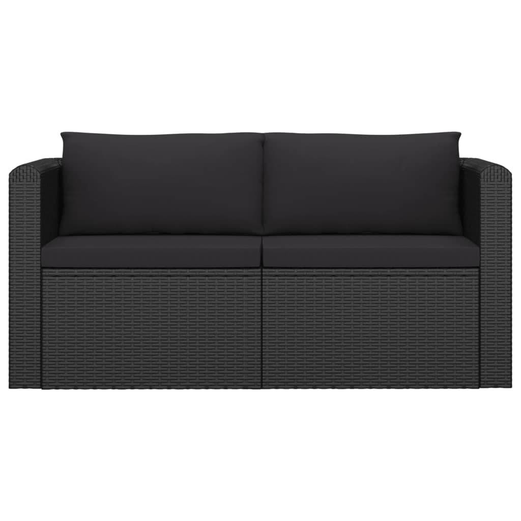 Helloshop26 - Salon de jardin meuble d'extérieur ensemble de mobilier 7 pièces avec coussins résine tressée noir - Image 6