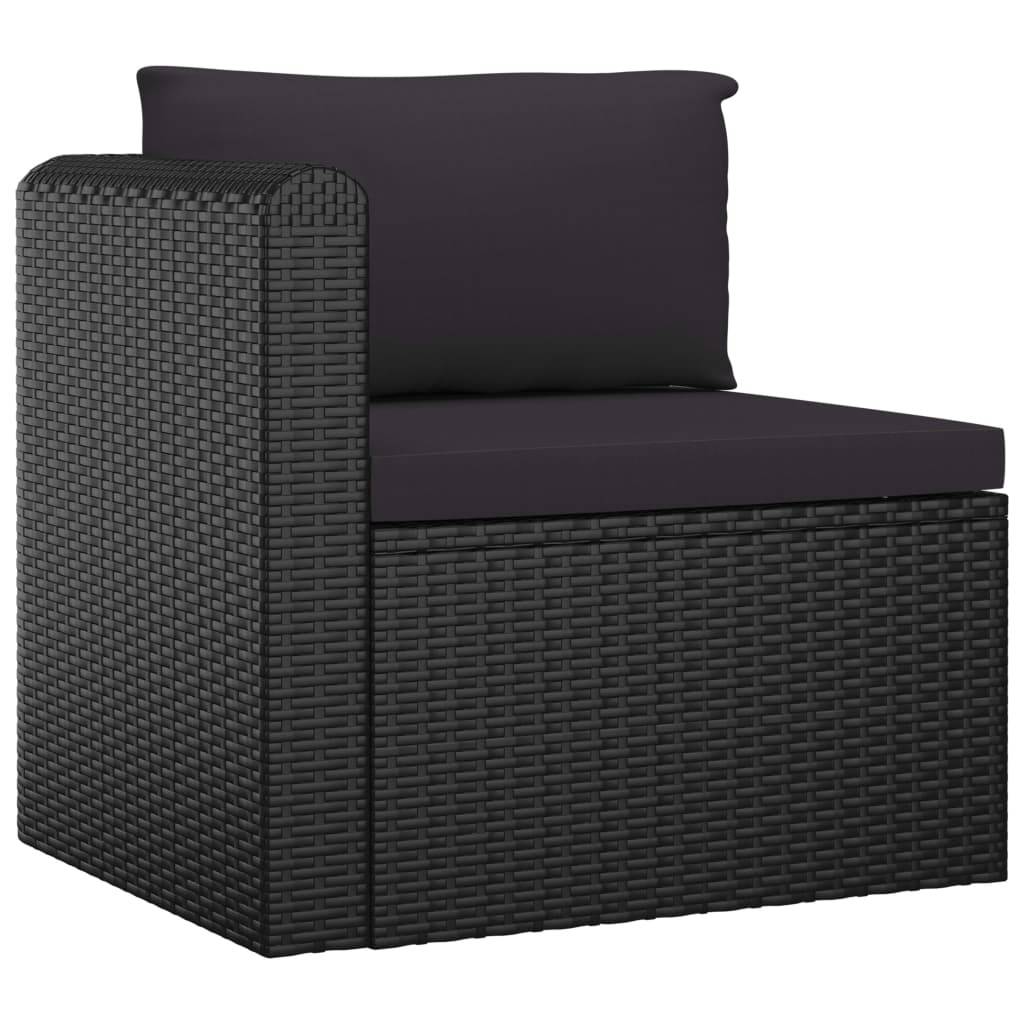 Helloshop26 - Salon de jardin meuble d'extérieur ensemble de mobilier 7 pièces avec coussins résine tressée noir - Image 5