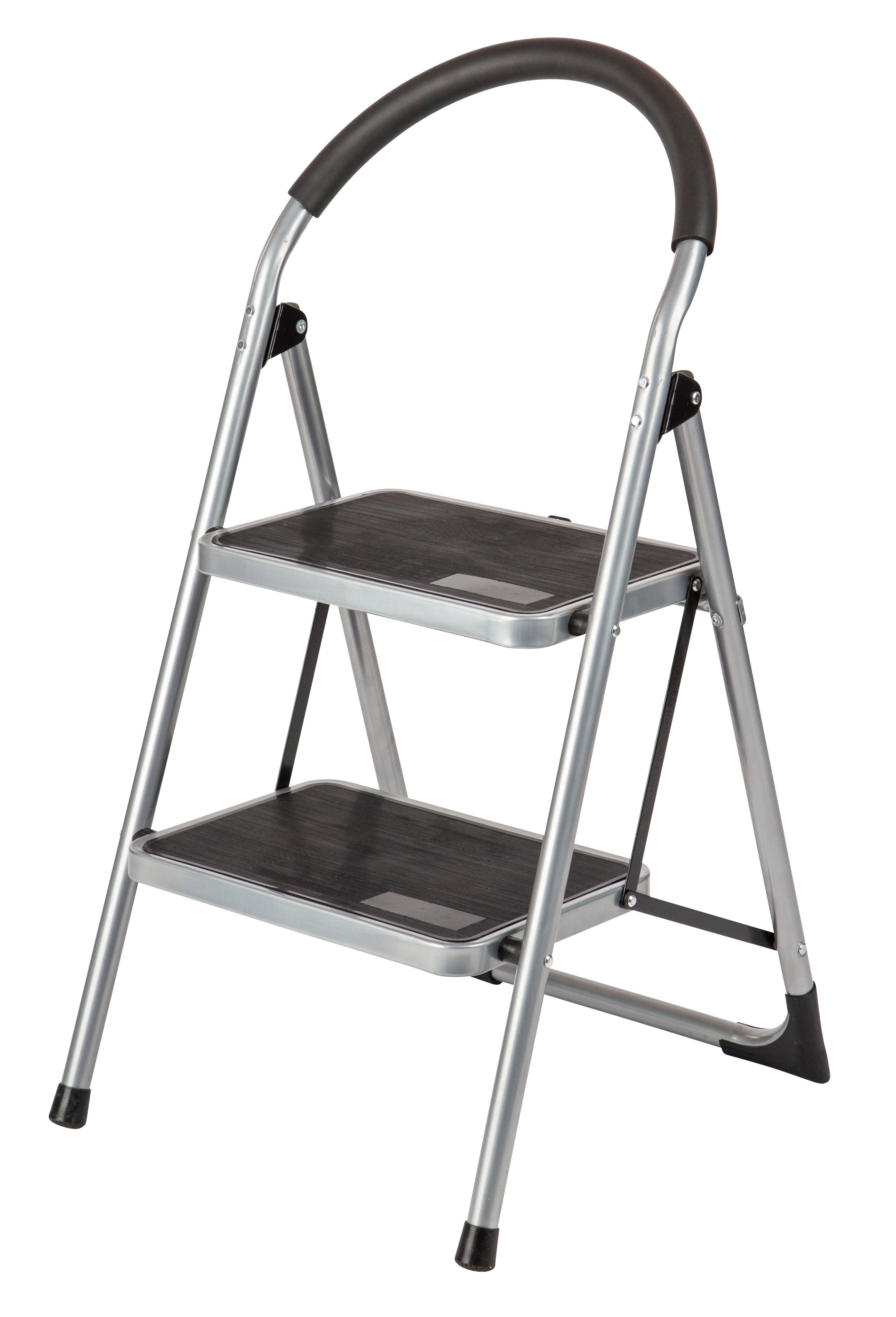 Escabeau 2 marches acier avec appui confortable et marches extra larges - ESCALO