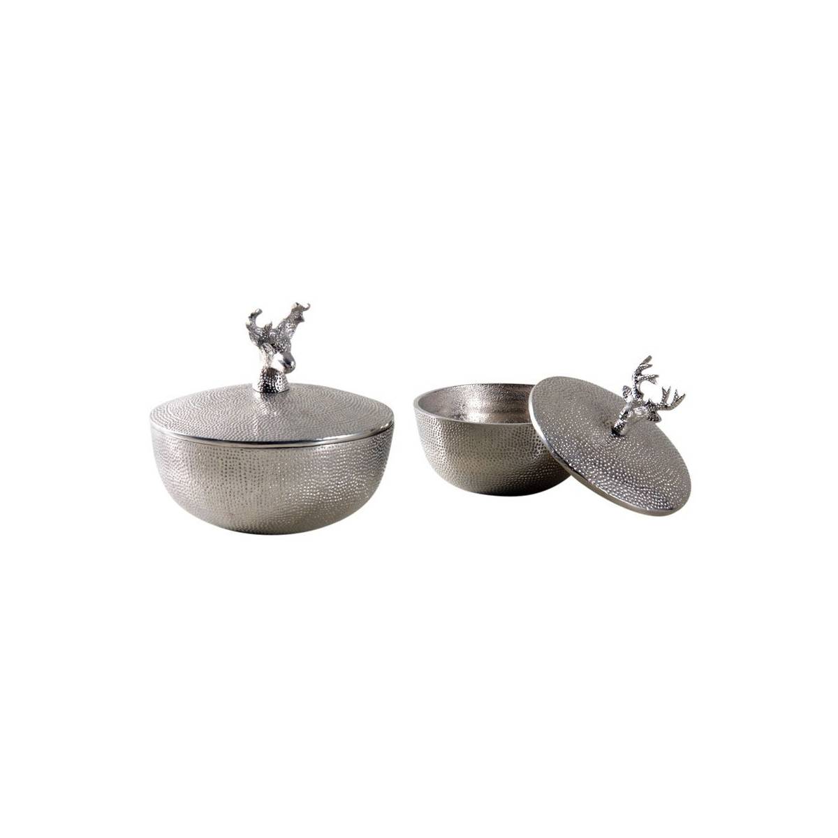 Aubry Gaspard - Boites rondes cerfs en aluminium (Lot de 2) - Image 1