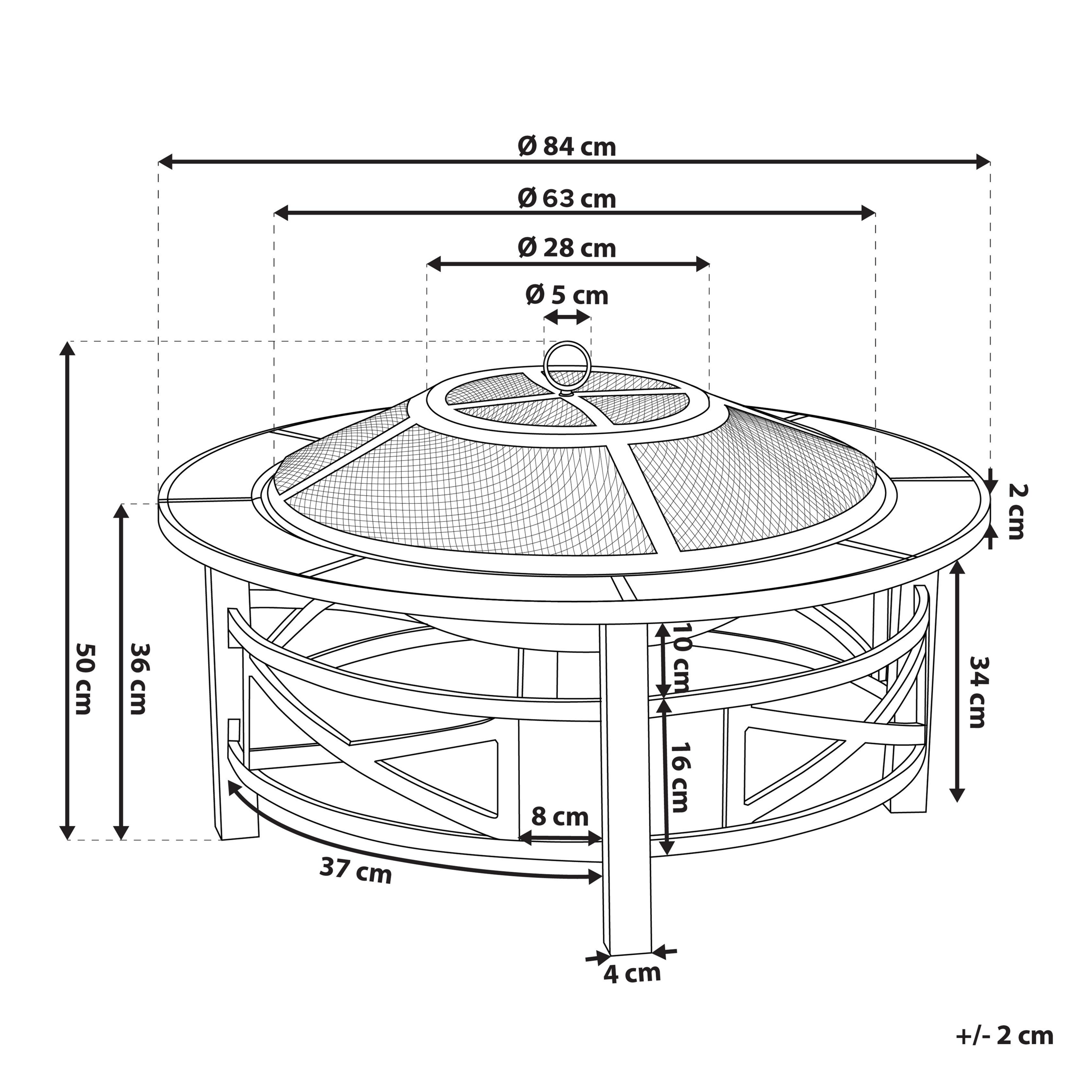 Beliani - Braséro de Jardin en Acier Noir et Céramique Beige Chauffage Extérieur avec Fonction Barbecue Pratique et Elégant - Image 3