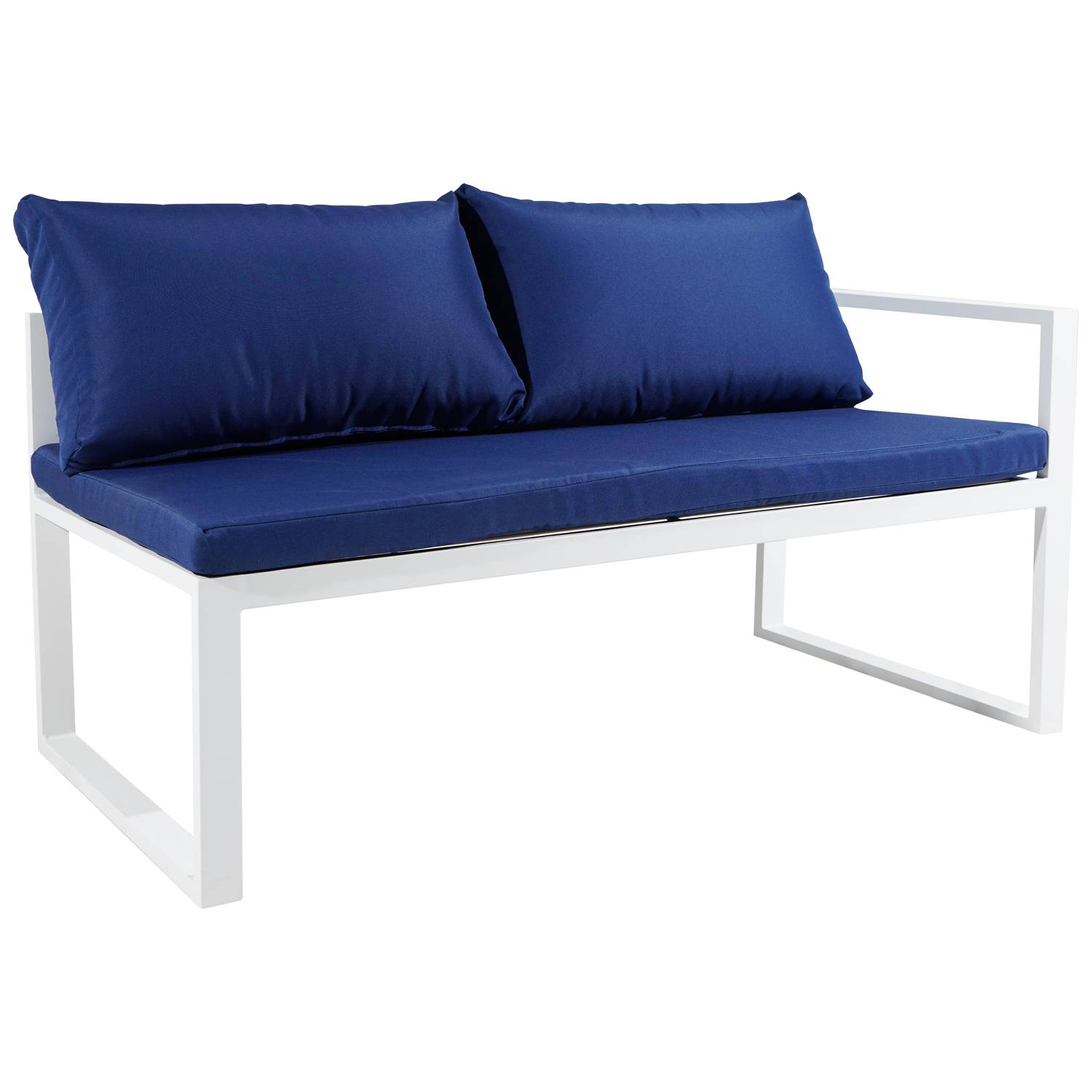 Happy Garden - Salon de jardin modulable IBIZA en tissu bleu 4 places - aluminium blanc - HAPPY GARDEN - Image 5