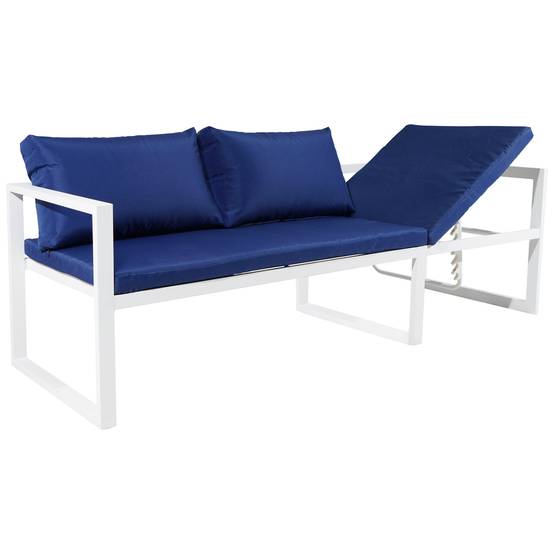 Happy Garden - Salon de jardin modulable IBIZA en tissu bleu 4 places - aluminium blanc - HAPPY GARDEN - Image 4