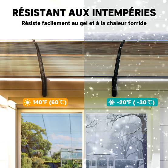 Auvent de porte polycarbonate aluminium vert 303 x 96 x 27 cm - PANGIVO - Image 8