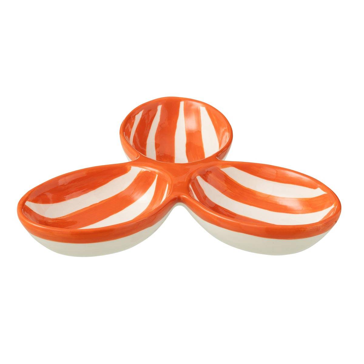 Service Apéritif en Céramique "Granada Rayure" 24cm Orange - Image 1
