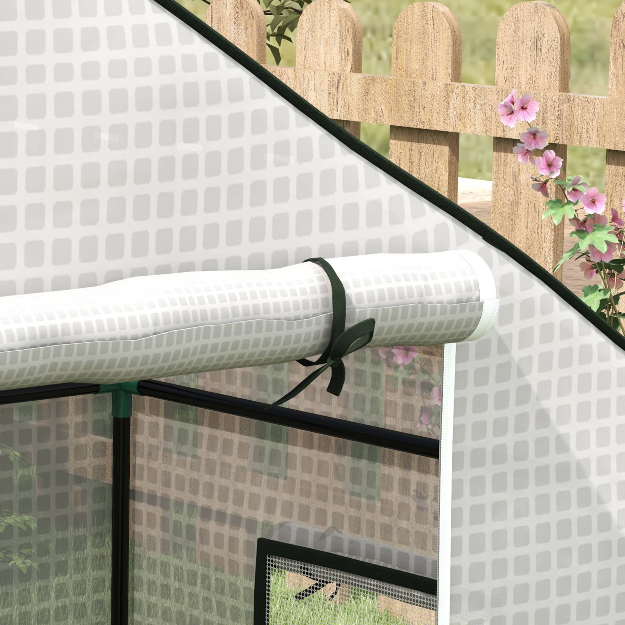 ComfortXL - Housse de serre de jardin polyéthylène blanc 140 x 73 x 190 cm porte enroulable anti-UV - ComfortXL Outdoor Living - Image 10