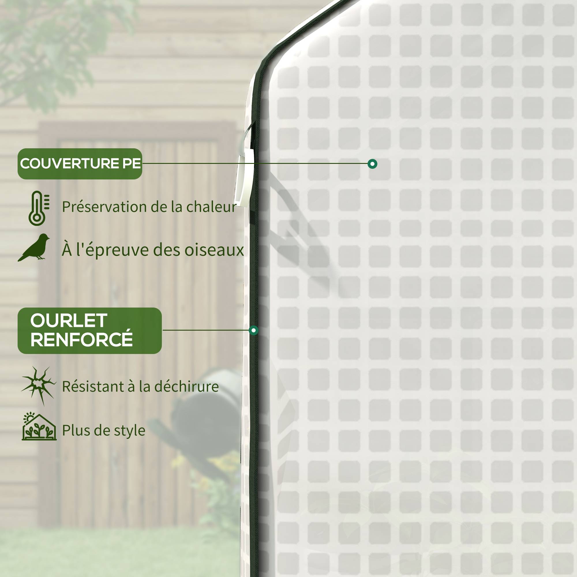 ComfortXL - Housse de serre de jardin polyéthylène blanc 140 x 73 x 190 cm porte enroulable anti-UV - ComfortXL Outdoor Living - Image 6