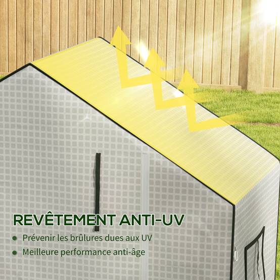 ComfortXL - Housse de serre de jardin polyéthylène blanc 140 x 73 x 190 cm porte enroulable anti-UV - ComfortXL Outdoor Living - Image 7