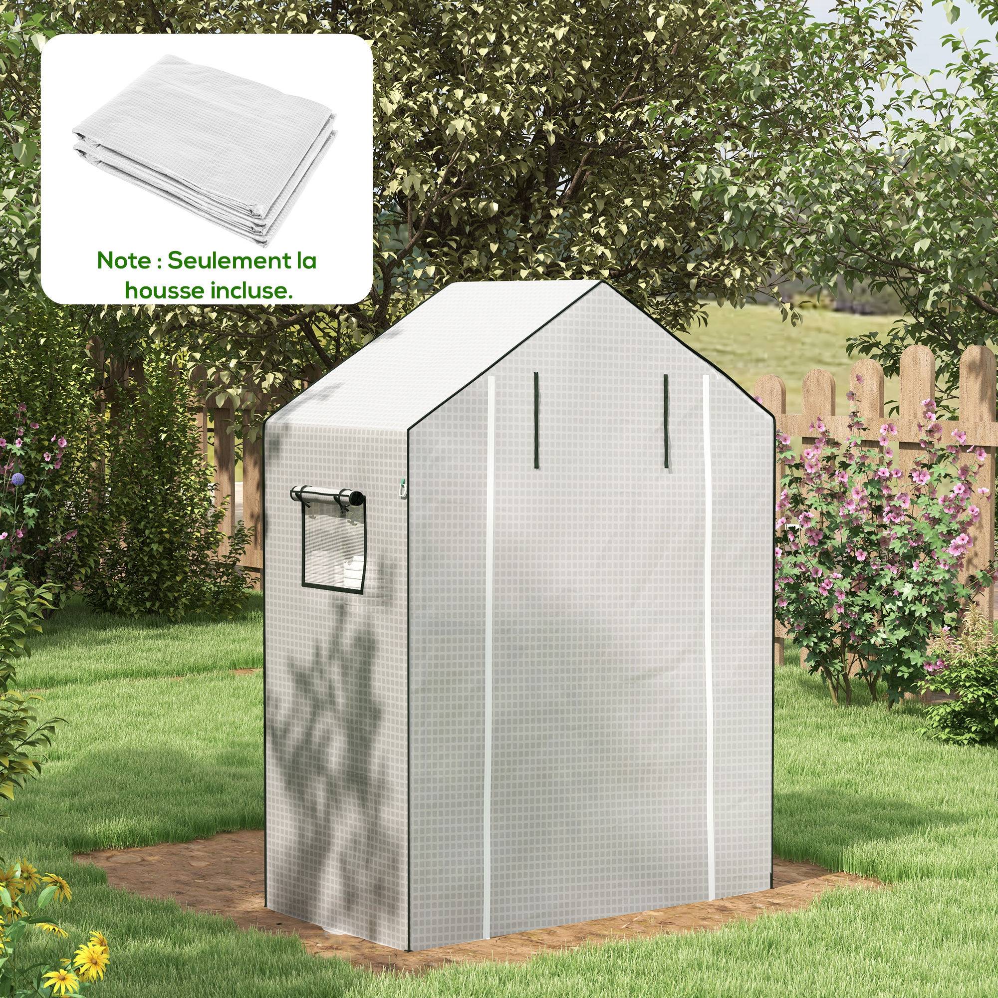 ComfortXL - Housse de serre de jardin polyéthylène blanc 140 x 73 x 190 cm porte enroulable anti-UV - ComfortXL Outdoor Living - Image 1