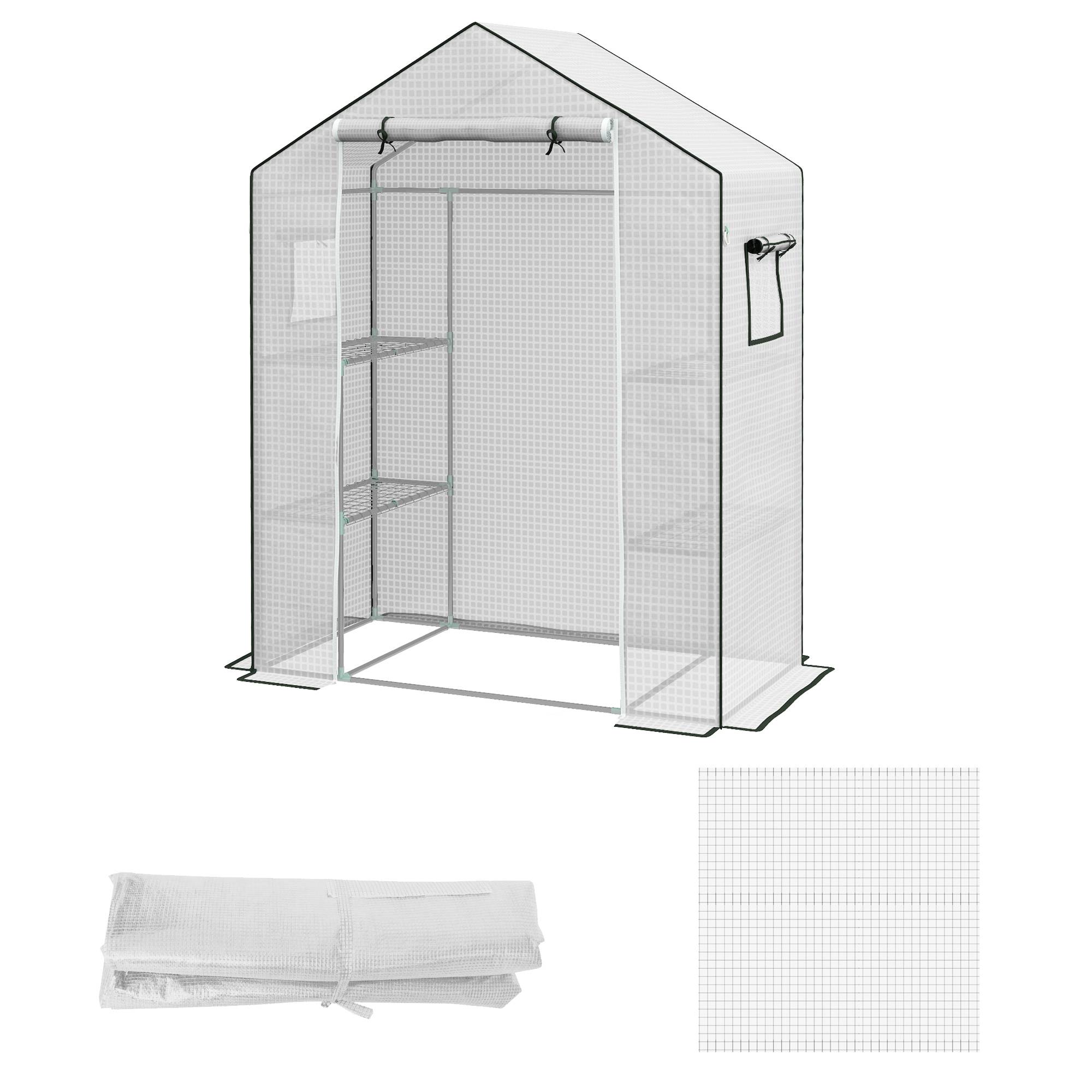 ComfortXL - Housse de serre de jardin polyéthylène blanc 140 x 73 x 190 cm porte enroulable anti-UV - ComfortXL Outdoor Living - Image 2