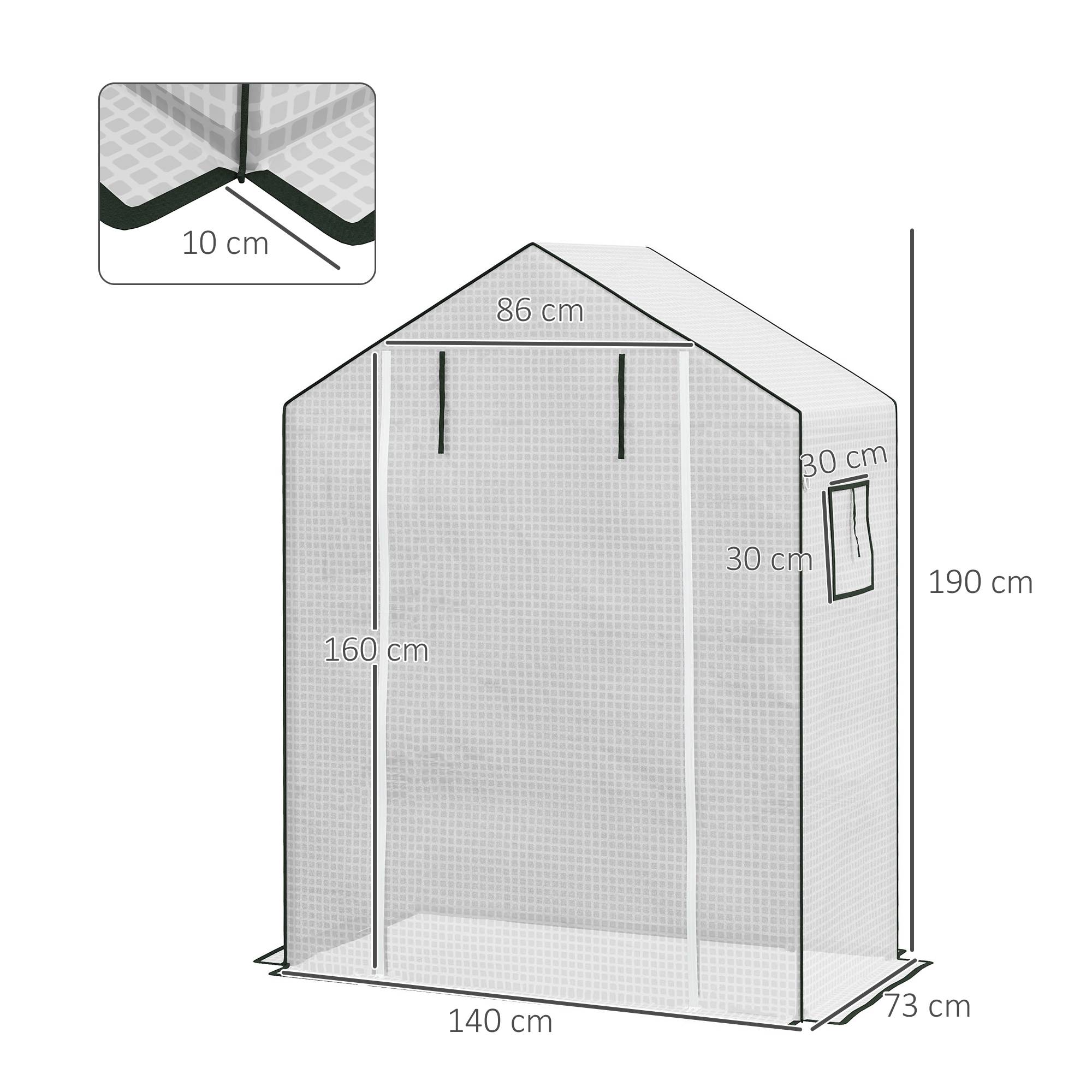 ComfortXL - Housse de serre de jardin polyéthylène blanc 140 x 73 x 190 cm porte enroulable anti-UV - ComfortXL Outdoor Living - Image 5