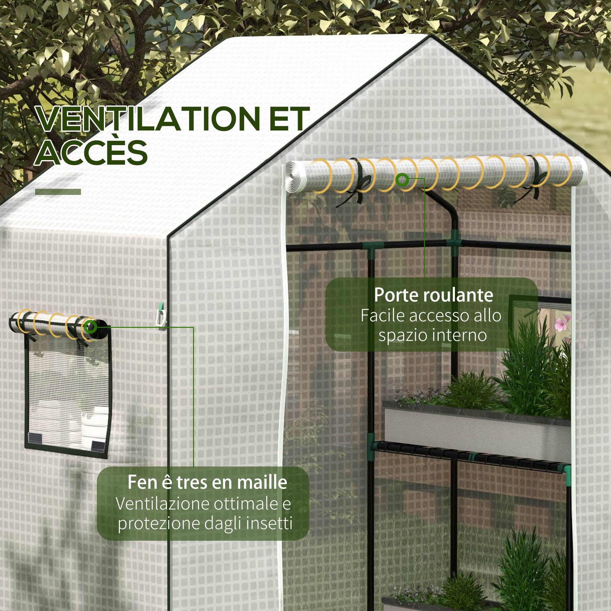 ComfortXL - Housse de serre de jardin polyéthylène blanc 140 x 73 x 190 cm porte enroulable anti-UV - ComfortXL Outdoor Living - Image 8