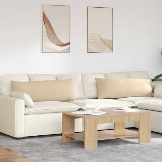 Coussins Rectangulaires (Lot de 2) Tissu Housse Lavable pour Déco Salon Crème 120x40 cm – ComfortXL Outdoor Living - Image 1