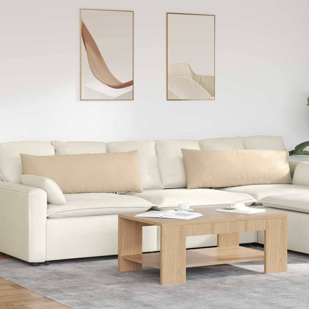 Coussins Rectangulaires (Lot de 2) Tissu Housse Lavable pour Déco Salon Crème 120x40 cm – ComfortXL Outdoor Living - Image 1