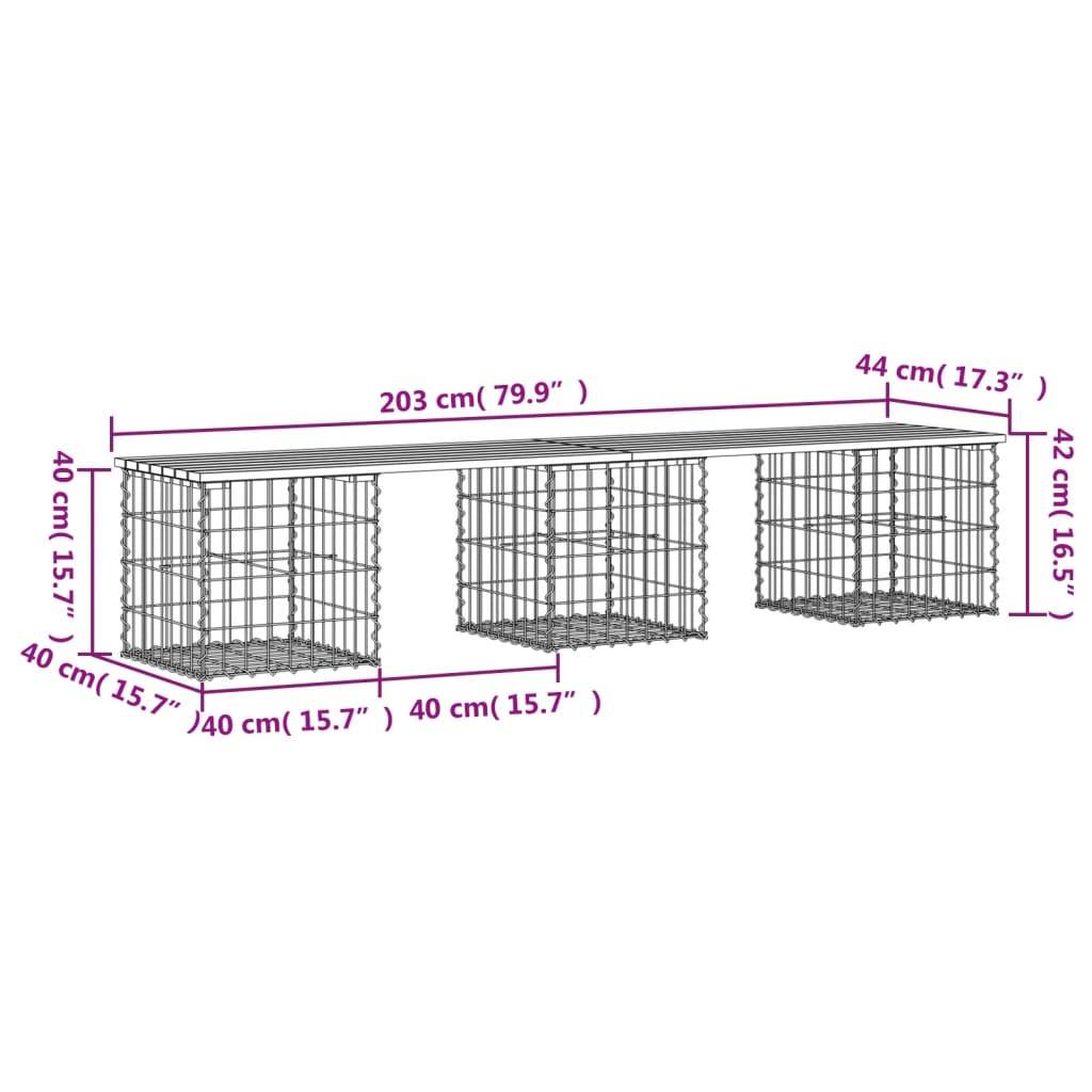 Maison Chic - Banc de jardin - Banc d'extérieur - Banquette design gabion 203x44x42cm bois massif de douglas - Image 8