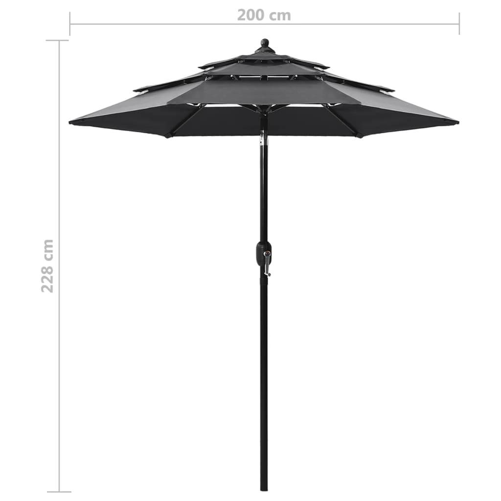 Helloshop26 - Parasol à 3 niveaux avec mât en aluminium 2 m anthracite - Image 7
