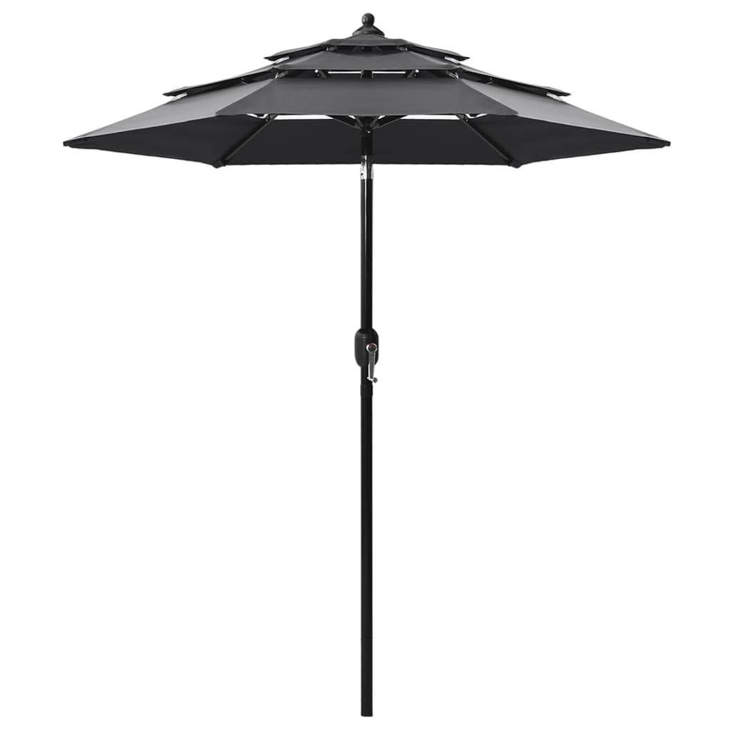 Helloshop26 - Parasol à 3 niveaux avec mât en aluminium 2 m anthracite - Image 1