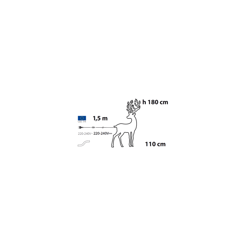 Lotti - Grand Renne lumineux Néon 2D H180cm 1560 LED Blanc chaud Fixe 230V extérieur professionnel Lotti - Image 2