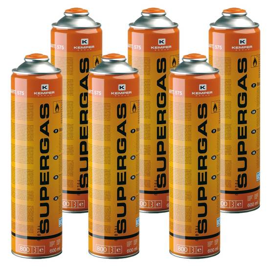 Pack de 6 Cartouches gaz 330g Bouteilles Butane propane 600ml Kemper Bonbonne gaz universelle valve 7/16 - Image 1