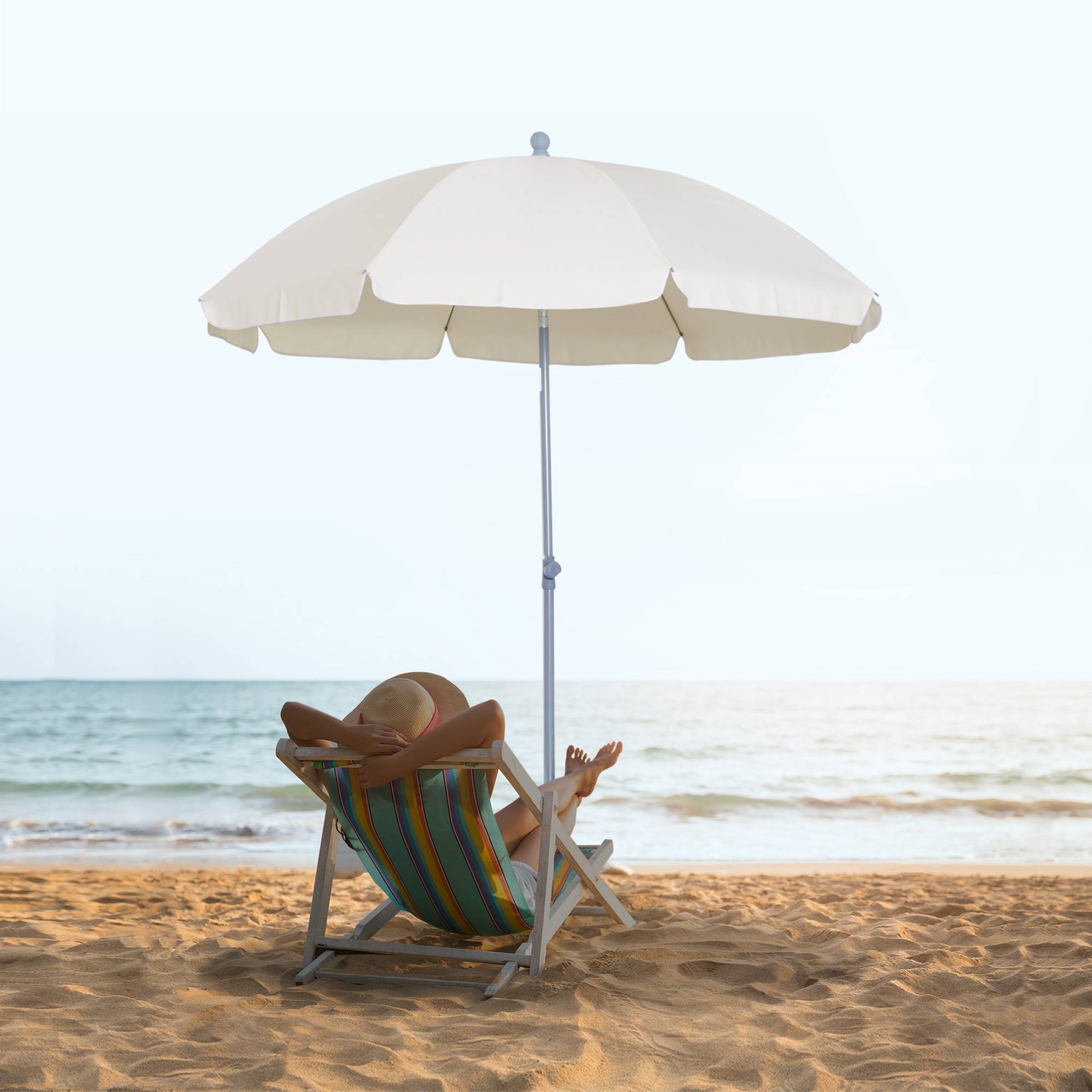 Parasol inclinable parasol de plage octogonal de jardin Ø 2 m - Aluminium Crème fr190 - Image 4