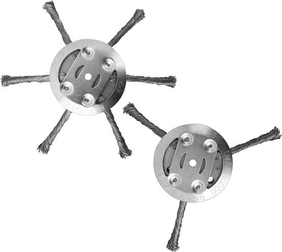 Tête de coupe-fil - Brosse métallique - Pour tondeuses à gazon - 6 lames / 3 lames - Trou intérieur de 5 mm - Lot de 2 - Argent-Lytech - Image 1