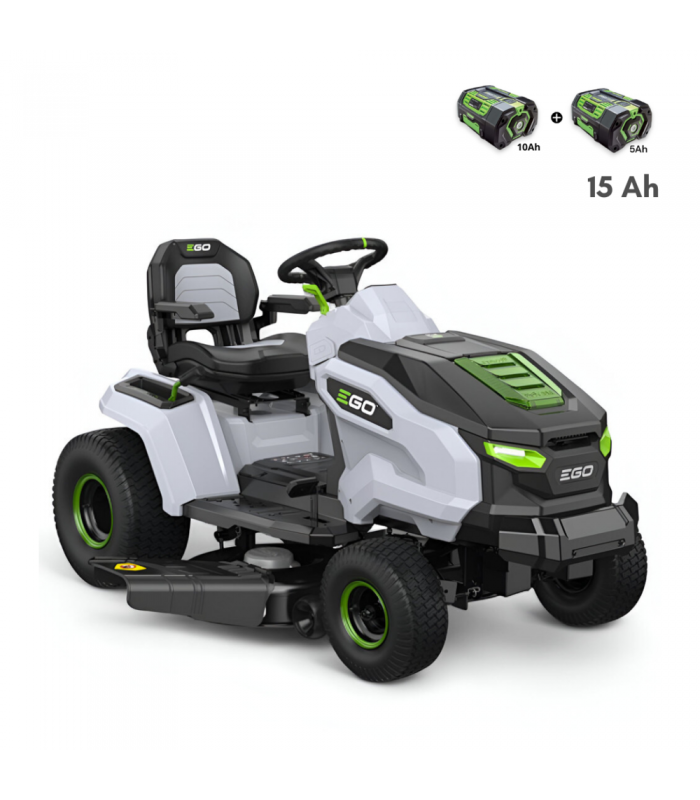 Ego Power + - Tondeuse électrique autoportée avec pack batteries 15 Ah et chargeur mural, coupe mulching 107 cm - EGO TR4201E