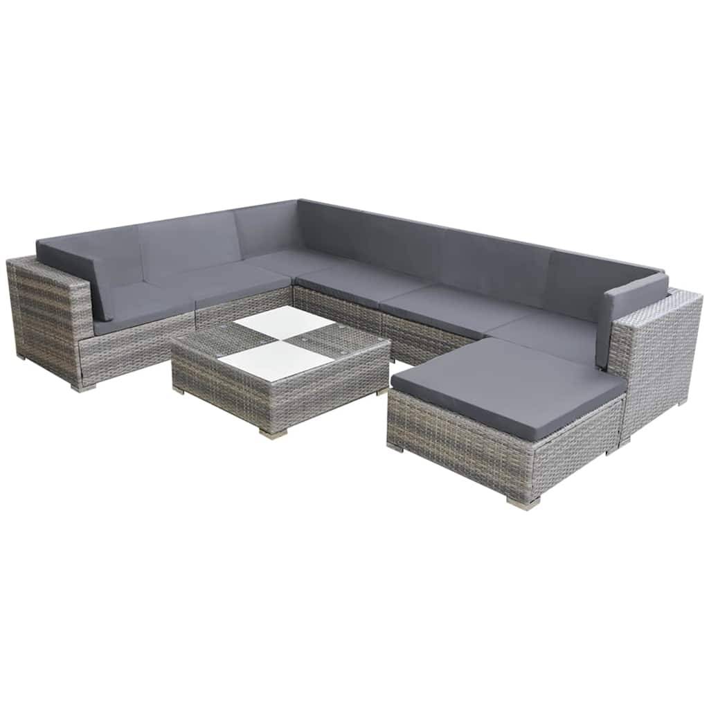 Vidaxl - Salon de jardin 8 pcs avec coussins Résine tressée Gris vidaXL 42738 - Image 1