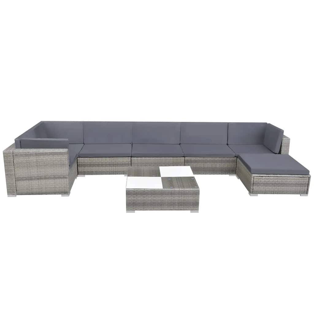 Vidaxl - Salon de jardin 8 pcs avec coussins Résine tressée Gris vidaXL 42738 - Image 4
