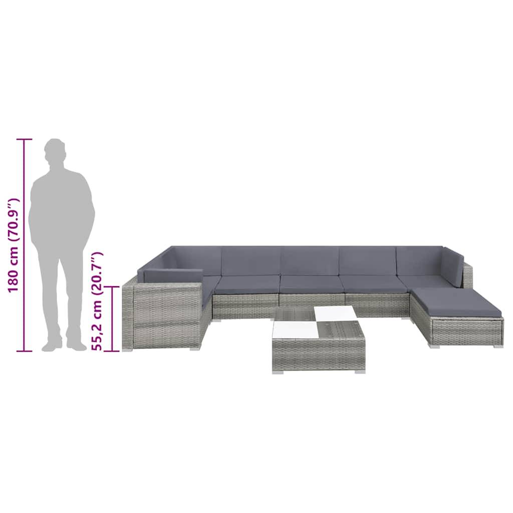 Vidaxl - Salon de jardin 8 pcs avec coussins Résine tressée Gris vidaXL 42738 - Image 7