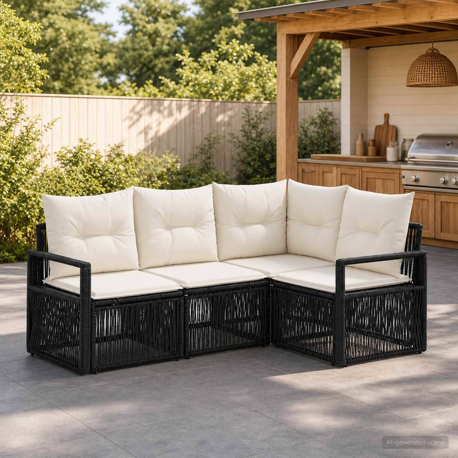 Vidaxl - Ensemble de canapé de jardin 4 pcs-Salons de jardin 4 place Noir polyrotin 488428 - Image 1