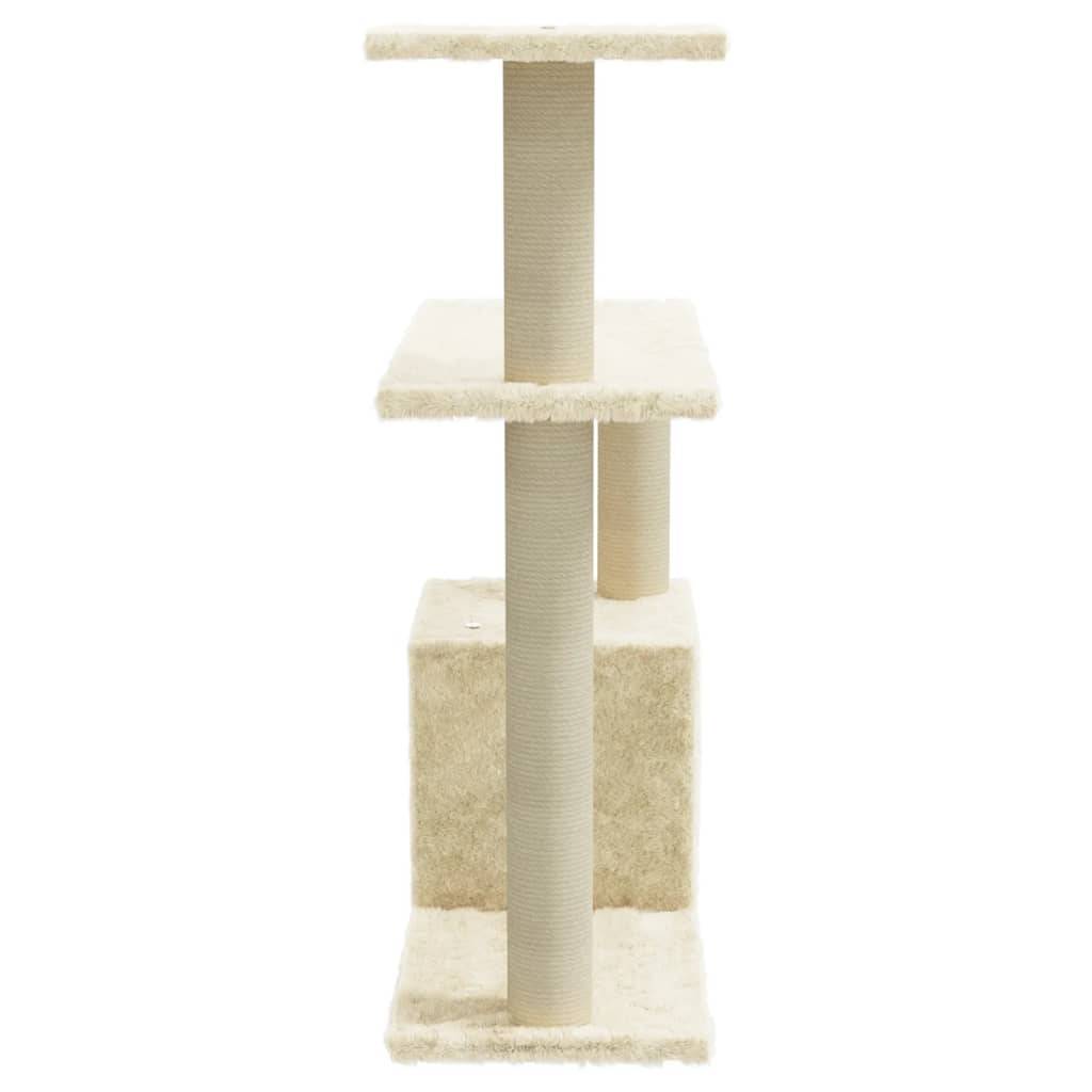 Arbre à chat bois d'ingénierie et sisal crème 54 x 22 x 70 cm - PANGIVO - Image 4