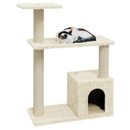 Arbre à chat bois d'ingénierie et sisal crème 54 x 22 x 70 cm - PANGIVO - Image 3