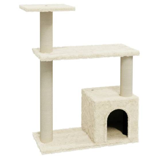 Arbre à chat bois d'ingénierie et sisal crème 54 x 22 x 70 cm - PANGIVO - Image 2