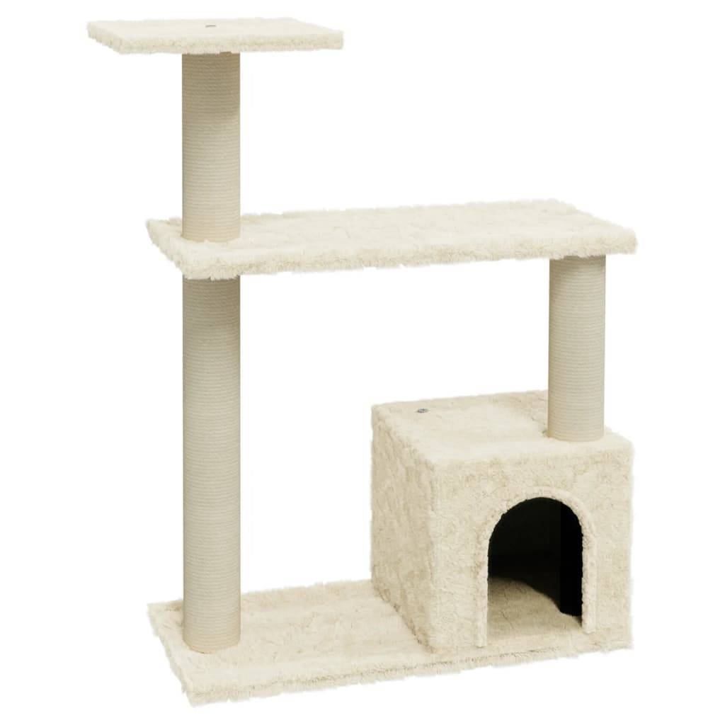 Arbre à chat bois d'ingénierie et sisal crème 54 x 22 x 70 cm - PANGIVO - Image 2