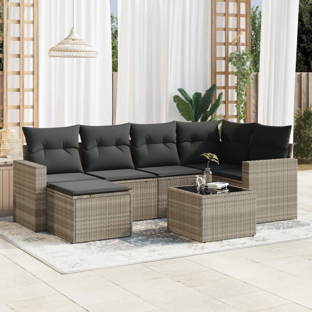 Vidaxl - Salon de jardin avec coussins 7 pcs gris clair résine tressée vidaXL 3251609 - Image 1