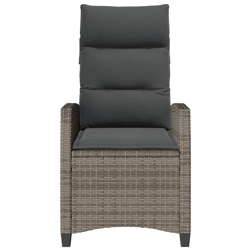 PANGIVO - Chaise de jardin inclinable avec table d'appoint gris polyrotins 65 x 58 x 94 cm, Poids :12.95kg - PANGIVO - Image 5