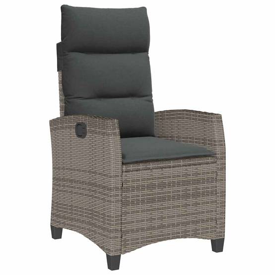 PANGIVO - Chaise de jardin inclinable avec table d'appoint gris polyrotins 65 x 58 x 94 cm, Poids :12.95kg - PANGIVO - Image 2
