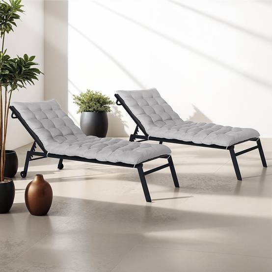 Lot de 2 coussins universels de transat ADAM 180 cm gris - Image 1