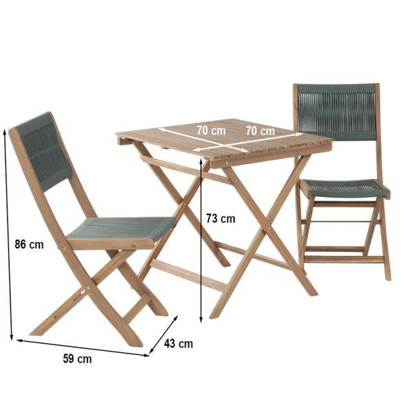 Beau Rivage - Ensemble repas AMILA 2 places en bois d'acacia blanchi FSC et corde verte Beau Rivage - Image 3