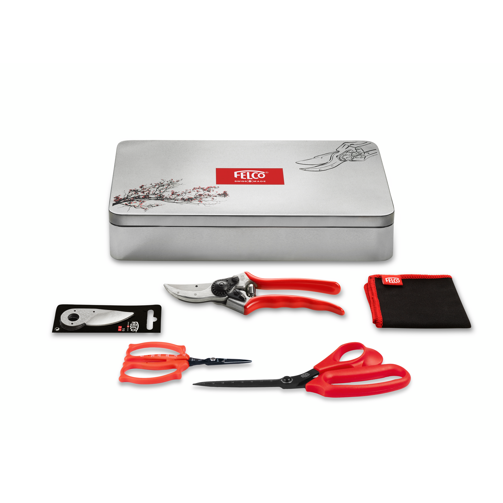 Felco - FELCO 933-1 Coffret pour Fleuristes avec sécateur FELCO 2, ciseaux FELCO 455 et FELCO 420 – outils de taille de précision en boîte métal - Image 1