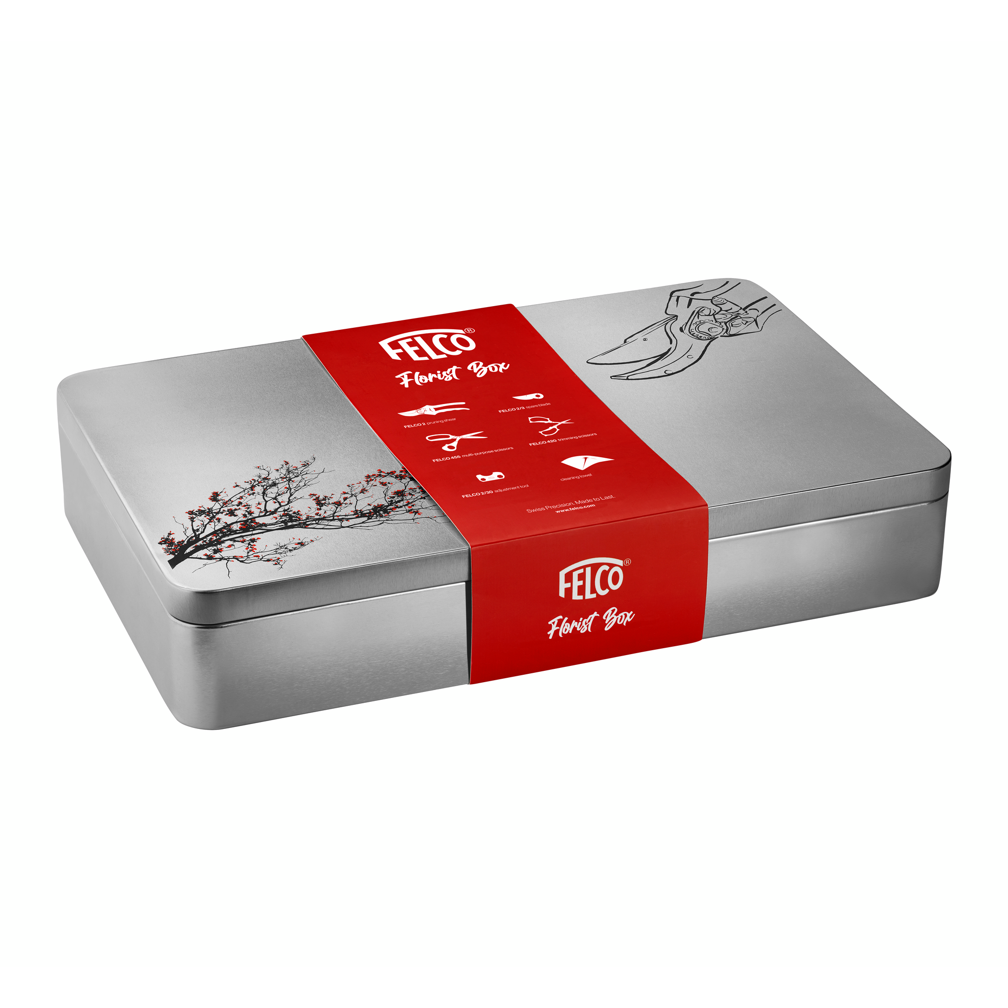 Felco - FELCO 933-1 Coffret pour Fleuristes avec sécateur FELCO 2, ciseaux FELCO 455 et FELCO 420 – outils de taille de précision en boîte métal - Image 2