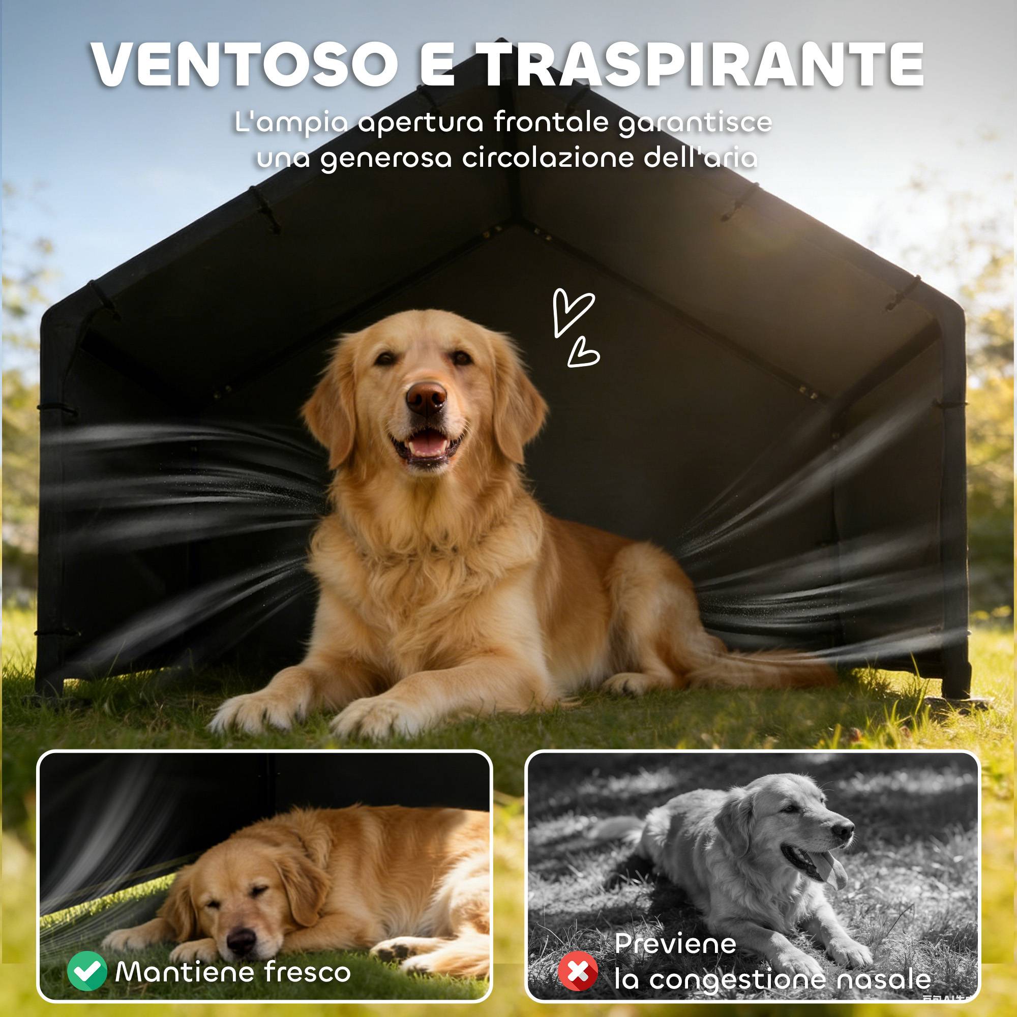 Niche d'extérieur en tissu Oxford pour chiens de petite, moyenne et grande taille, 125 x 110 x 93 cm, noire - Image 8