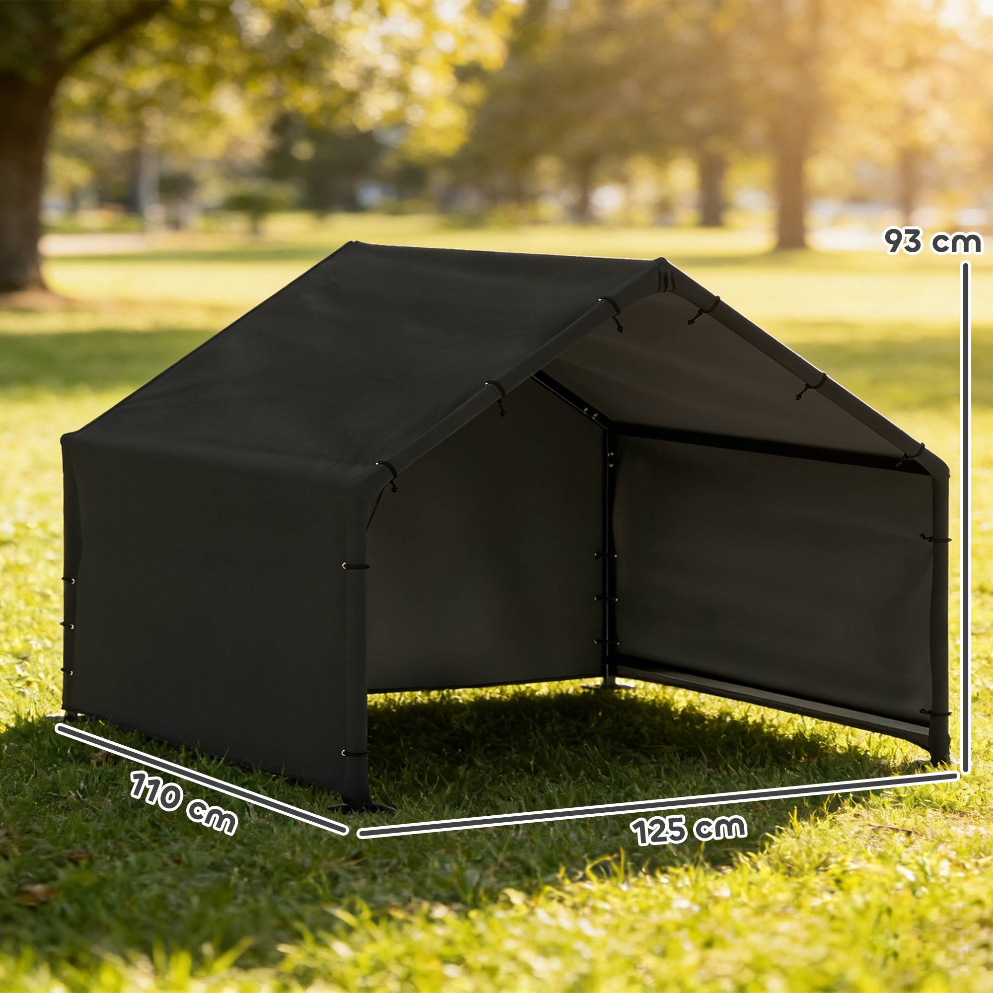 Niche d'extérieur en tissu Oxford pour chiens de petite, moyenne et grande taille, 125 x 110 x 93 cm, noire - Image 5