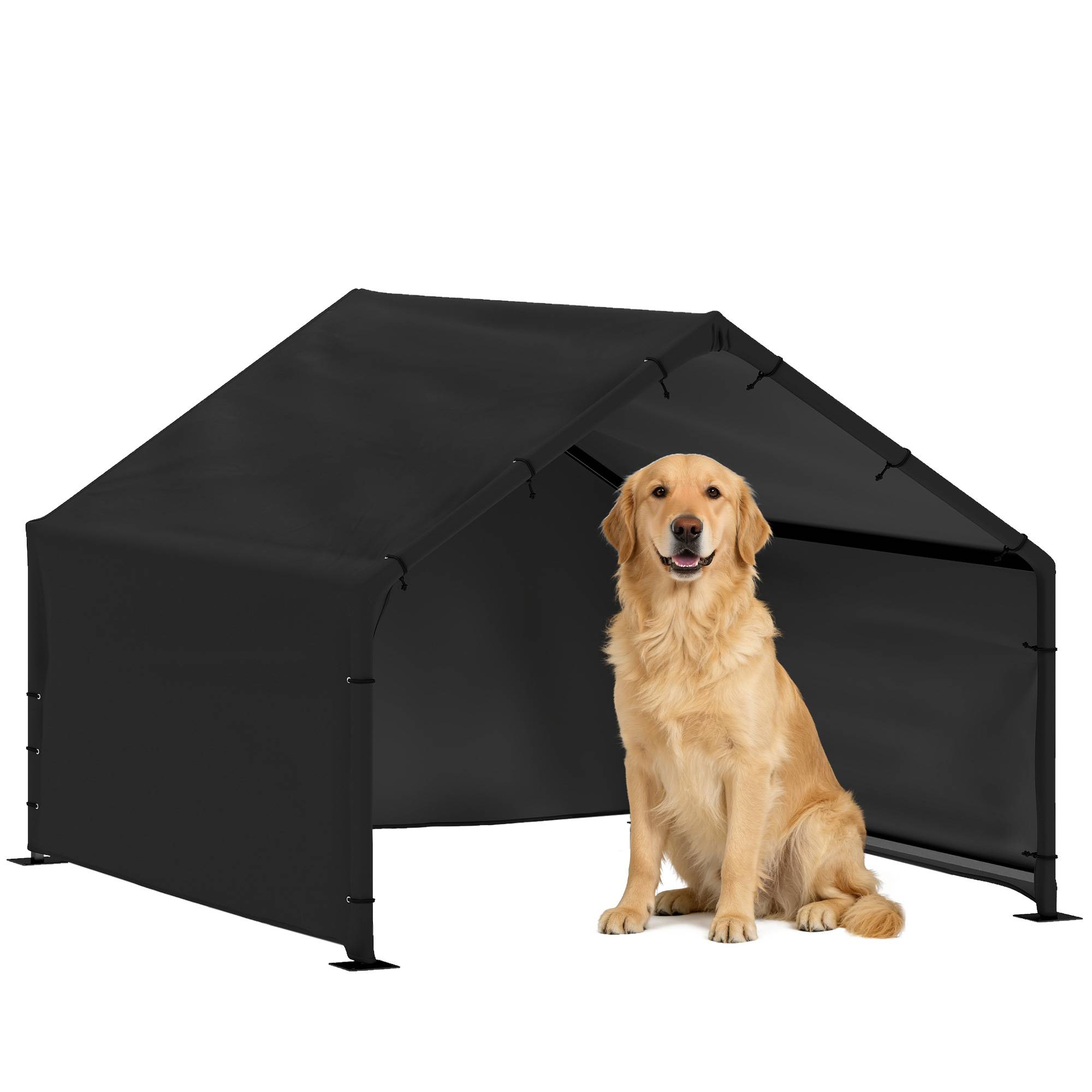 Niche d'extérieur en tissu Oxford pour chiens de petite, moyenne et grande taille, 125 x 110 x 93 cm, noire - Image 1